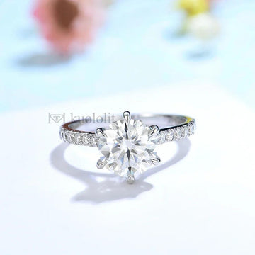 Luxury 1.5CT Round VVS1 Moissanite Diamonds 925 Sterling Silver Rings for Women Ring for Engagement and Wedding